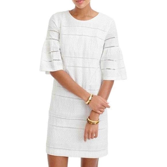 J. Crew White Flutter-Sleeve Shift Eyelet Dress Size 6 - Picture 1 of 6